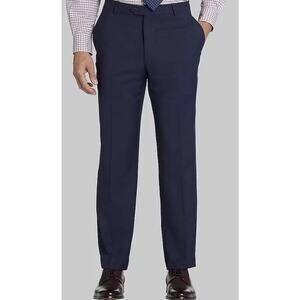 Jos A Bank 100% Wool Traveler Dress Pants Pleated Cuffed Mens Navy Cuff 38x32